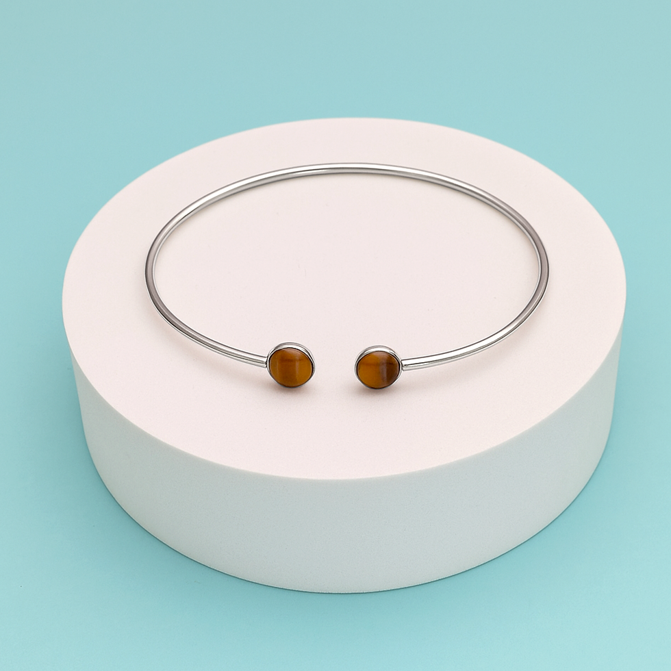 Miniature : Bracelet jonc argent massif oeil de tigre FRED