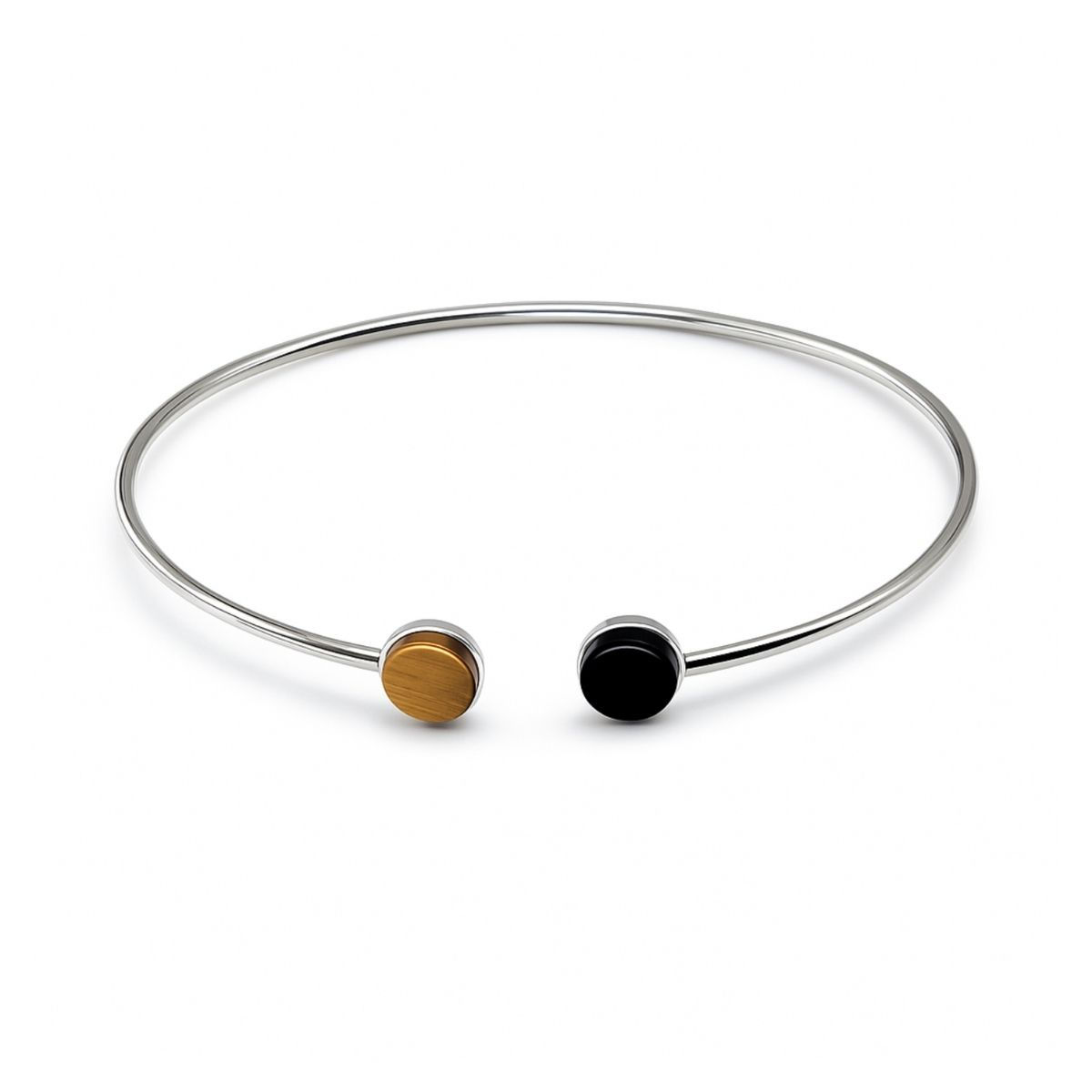 Bracelet argent massif oeil de tigre et onyx FRED