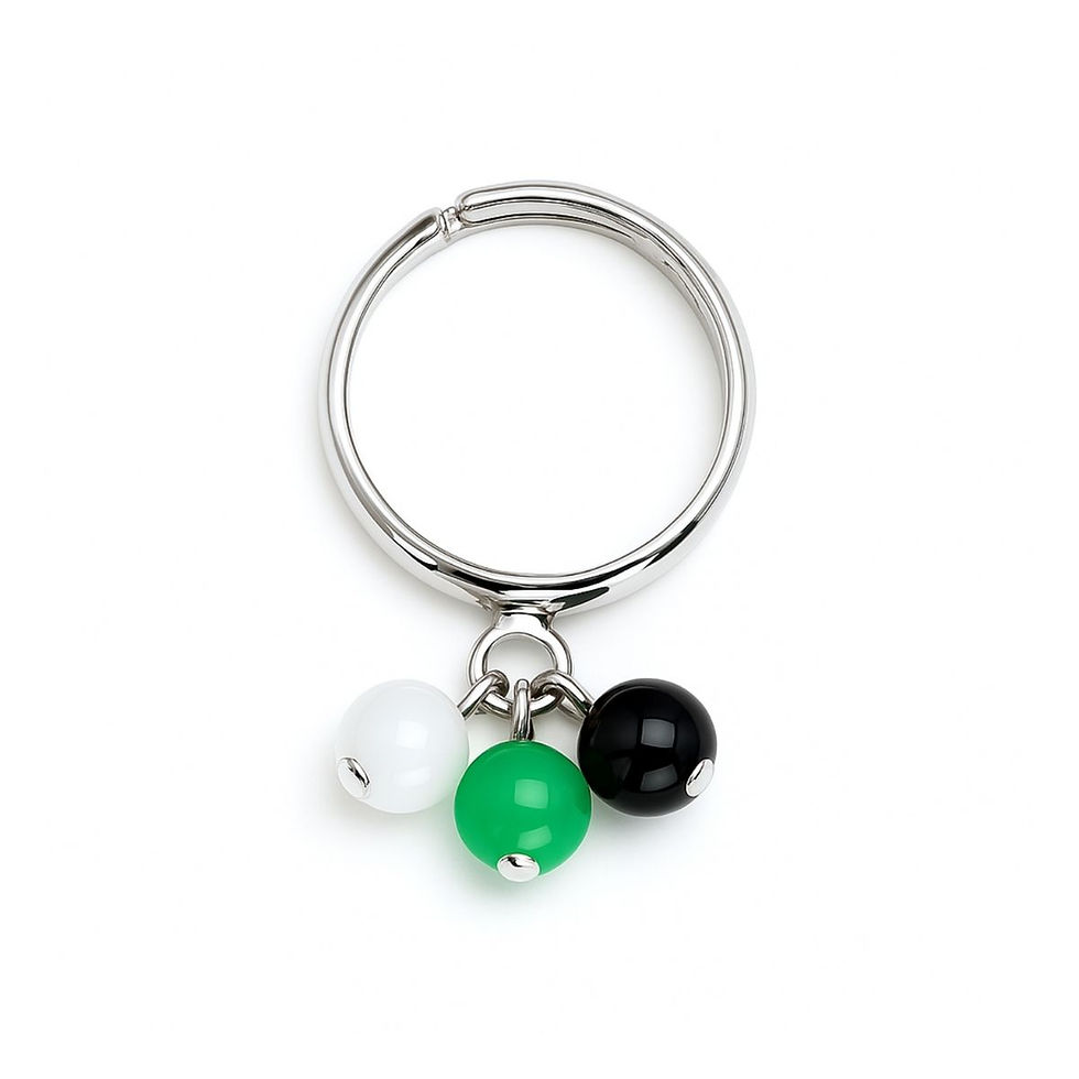 Bague argent massif et perles pierre de lune, aventurine, onyx RAINBOW
