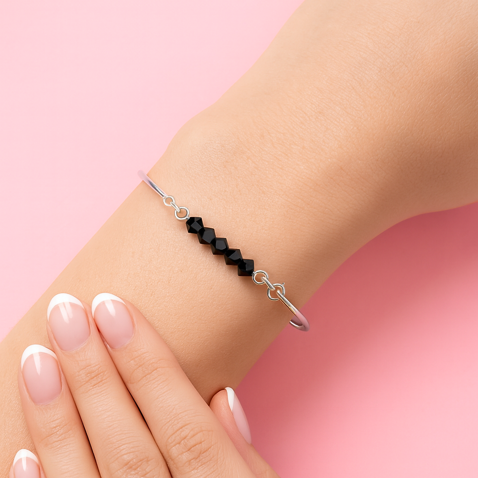 Bracelet jonc argent massif LOU noir