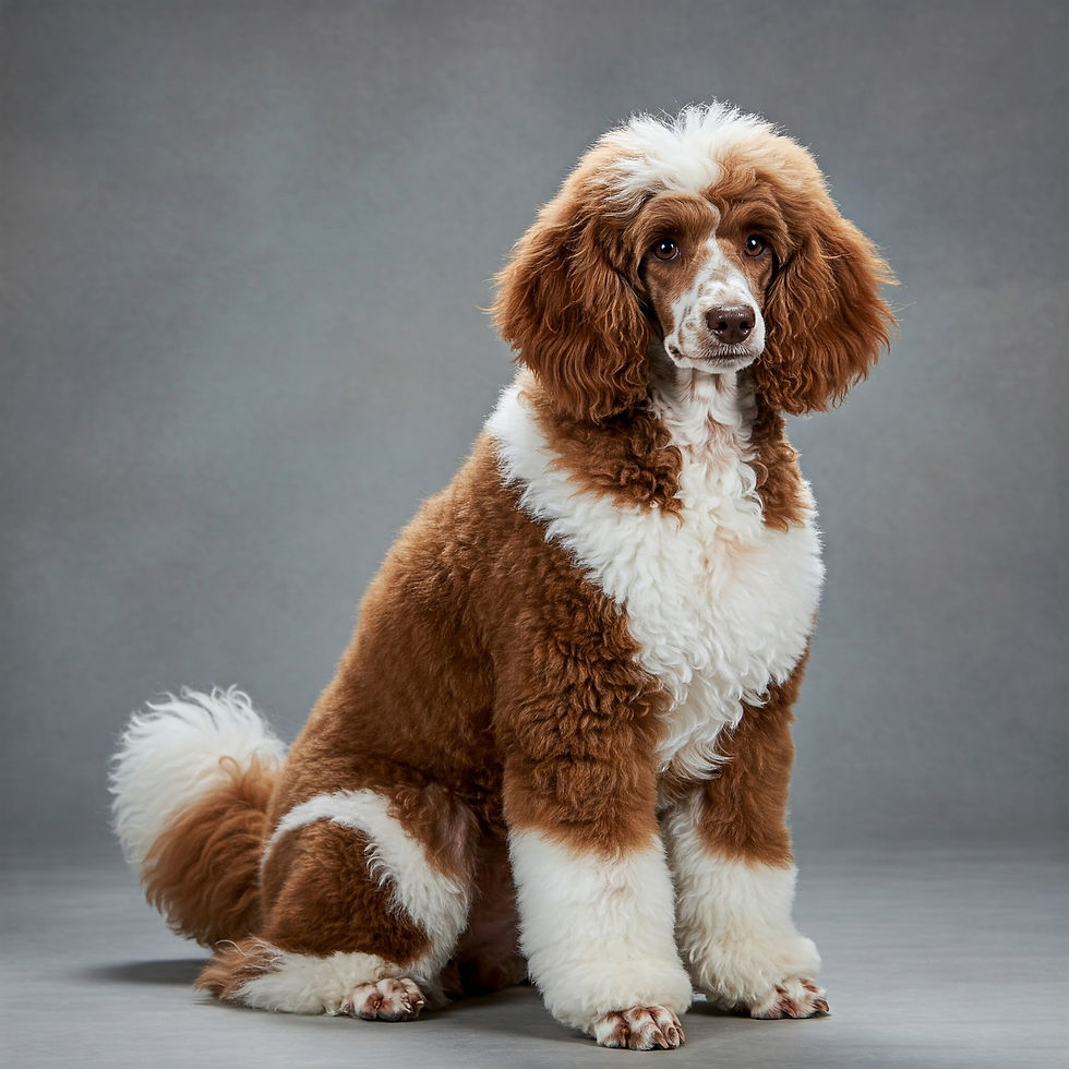 Apricot-colored tuxedo poodle