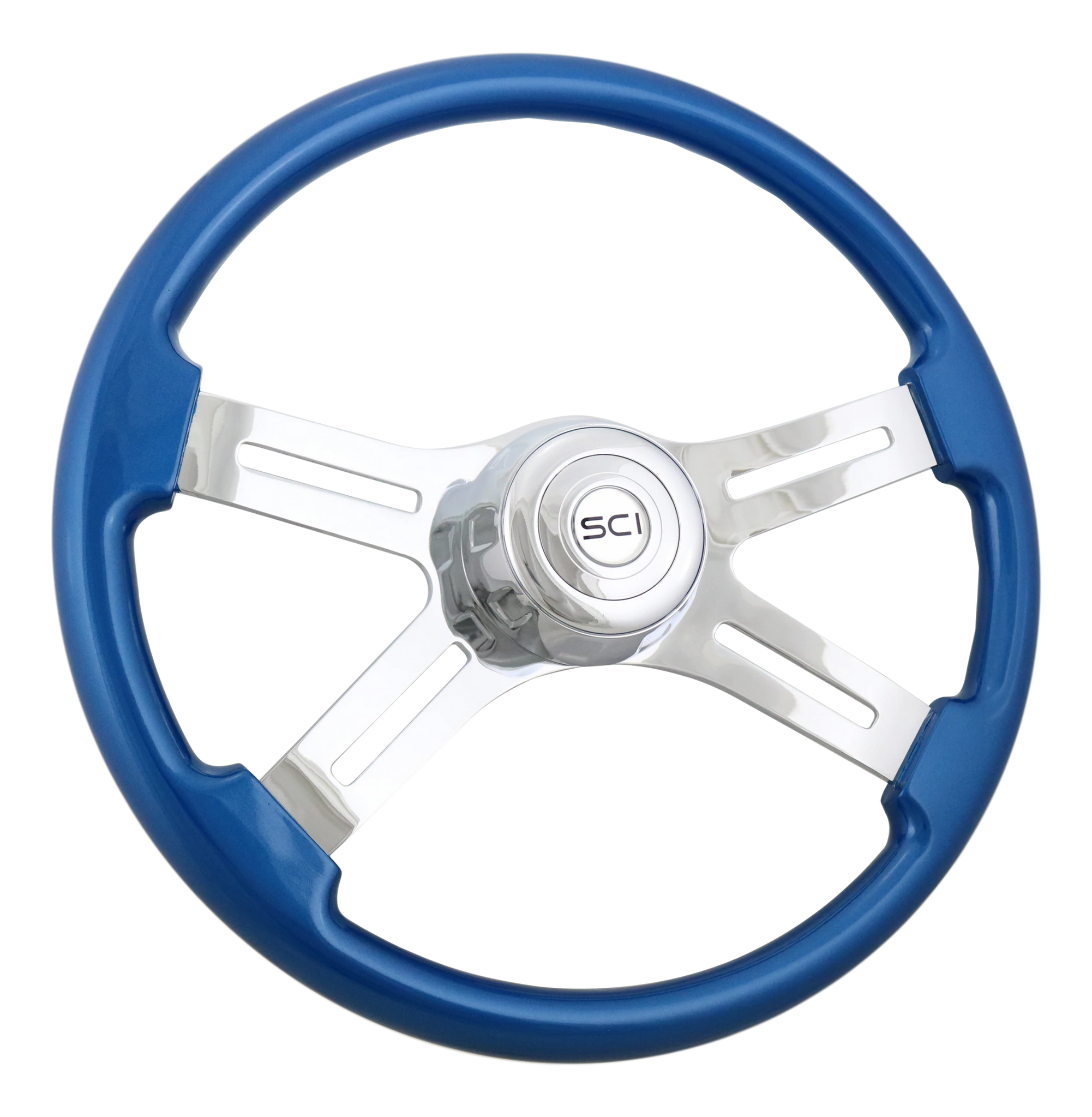 18" Painted Blue Wood Steering Wheel