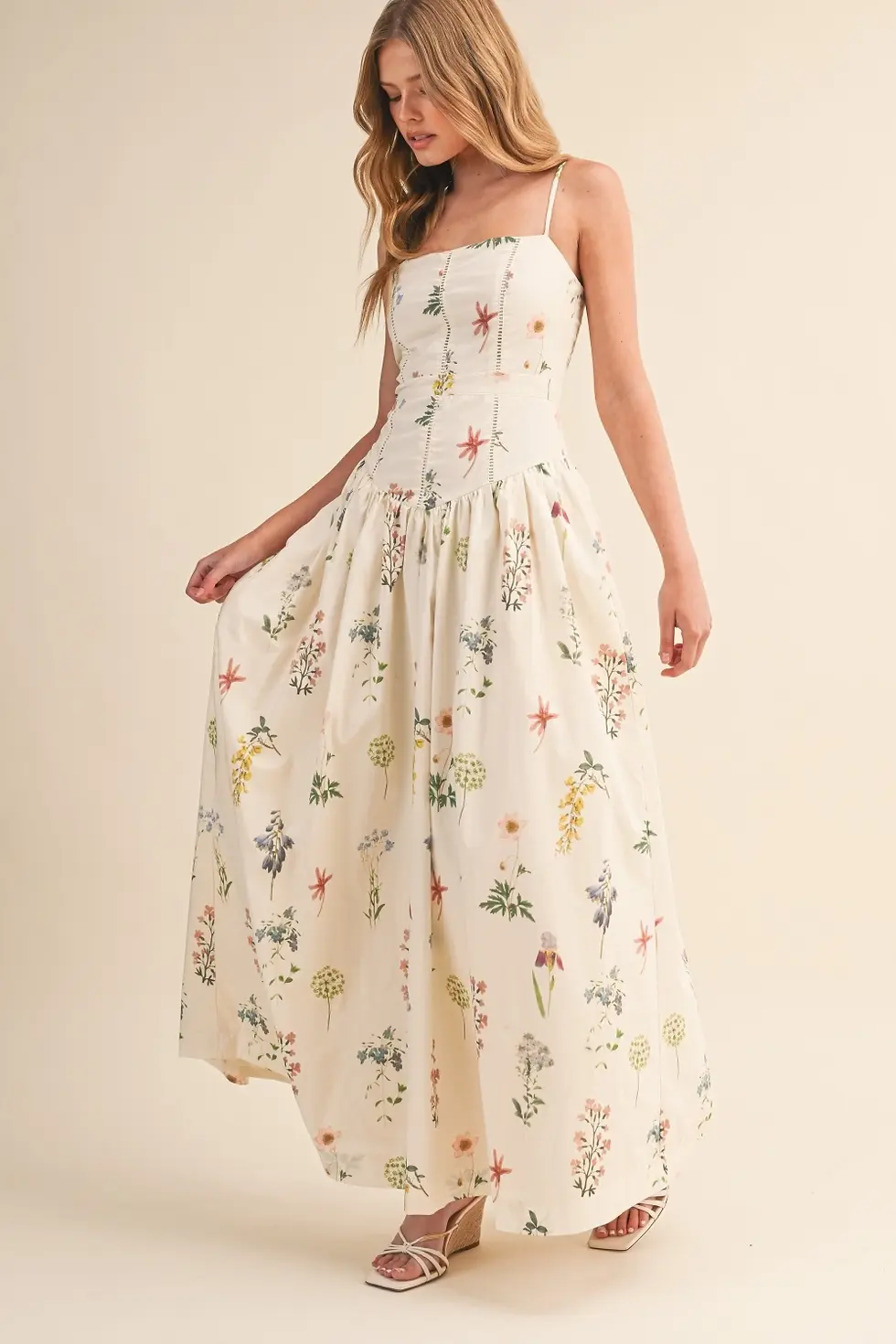 Thumbnail: Ivory Floral Print Maxi Dress