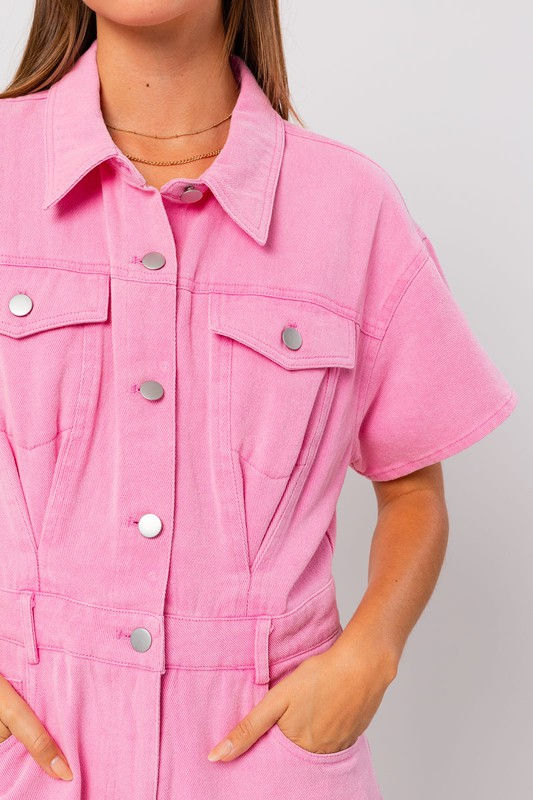 Thumbnail: Hot Pink Denim Romper