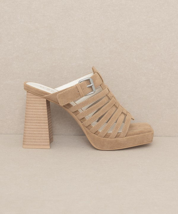 Thumbnail: Khaki Strap Heel Sandals