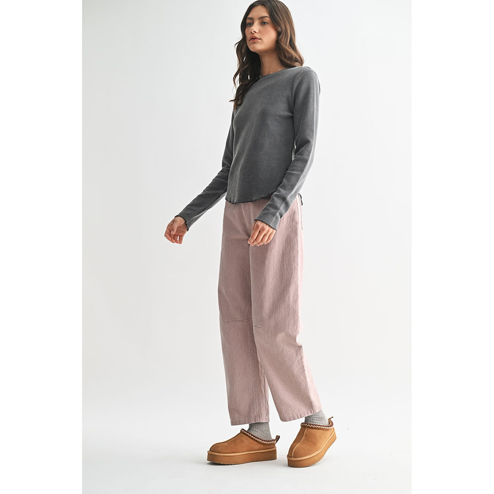 Thumbnail: Charcoal Waffle Knit Long Sleeve
