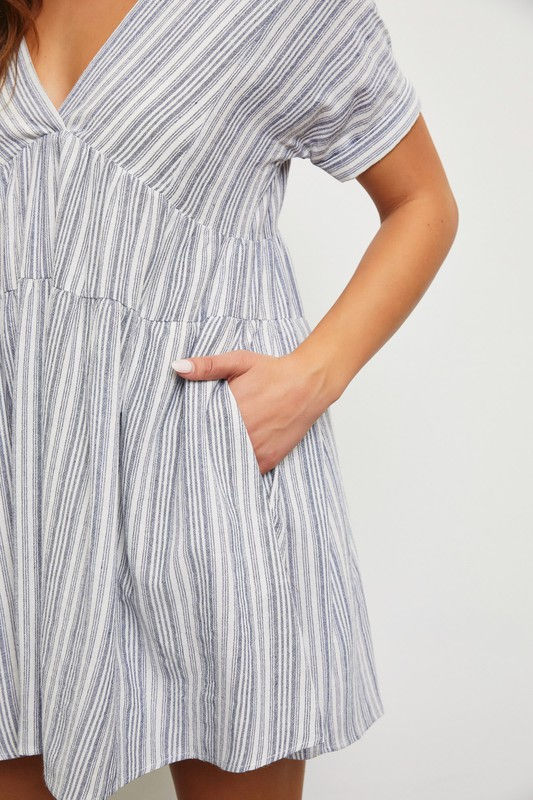 Thumbnail: Blue Stripe Babydoll Dress