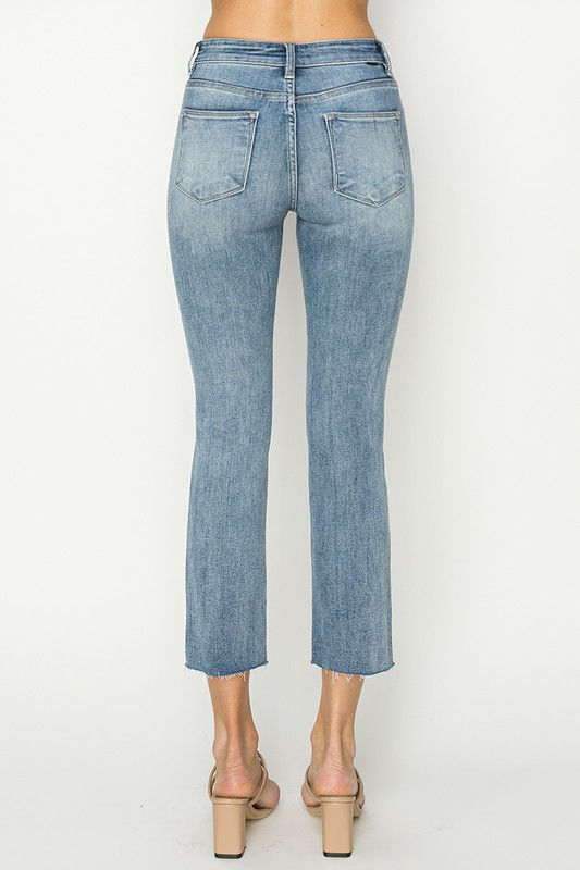 Thumbnail: Medium Wash Cut Hem Jeans