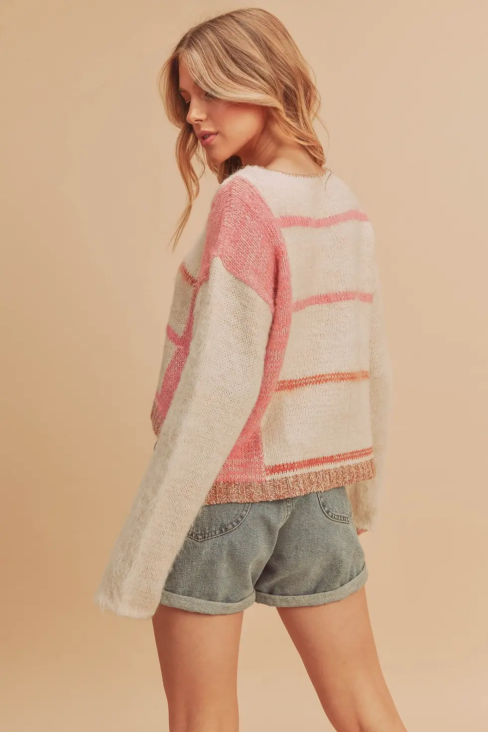 Thumbnail: Ivory & Pink Stripe Sweater