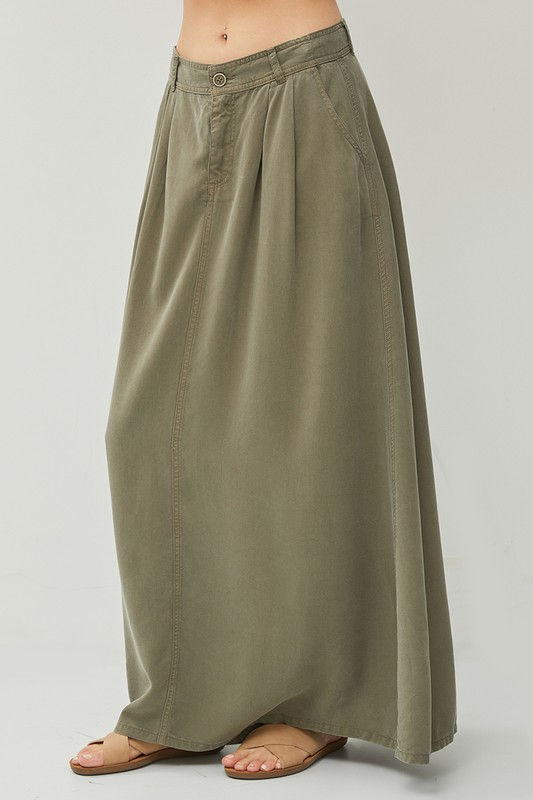 Thumbnail: Olive Tencel Maxi Skirt