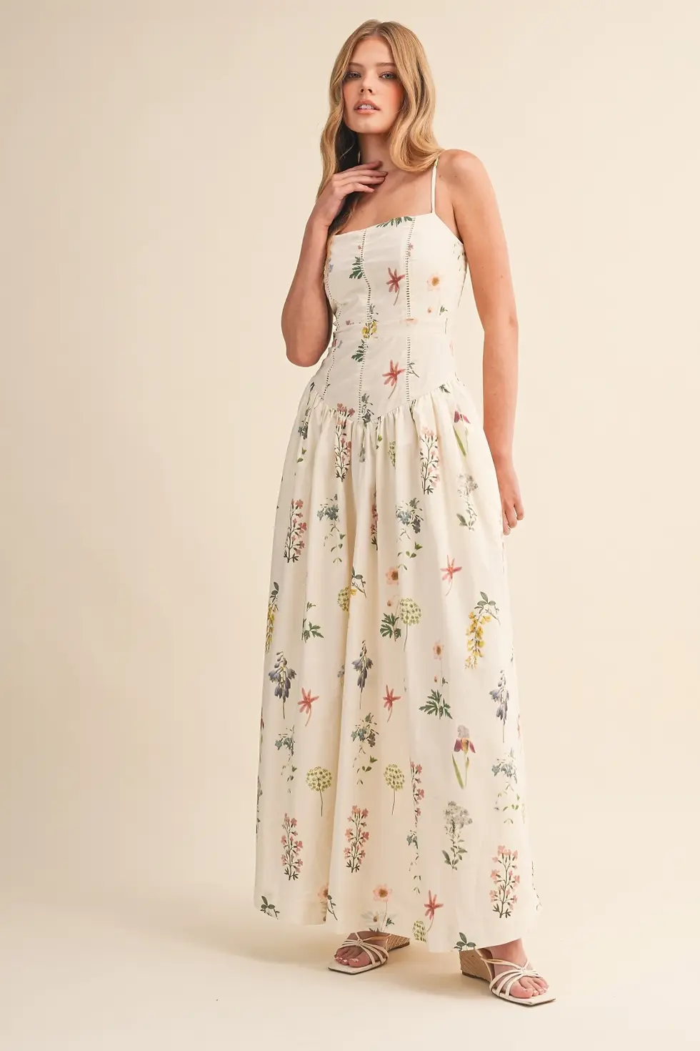 Thumbnail: Ivory Floral Print Maxi Dress