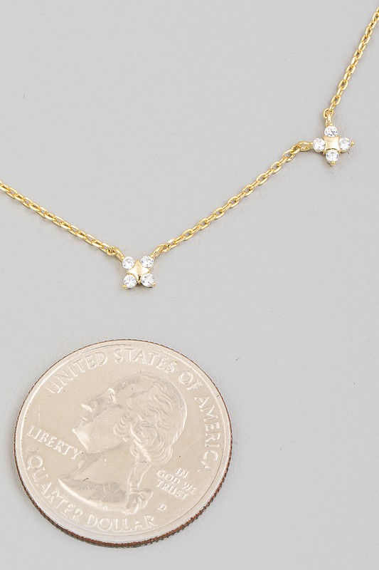 Thumbnail: Mini Flower Rhinestone Necklace