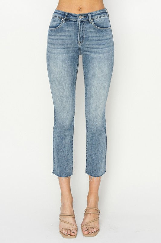 Thumbnail: Medium Wash Cut Hem Jeans