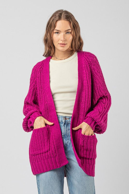 Magenta Knit Cardigan
