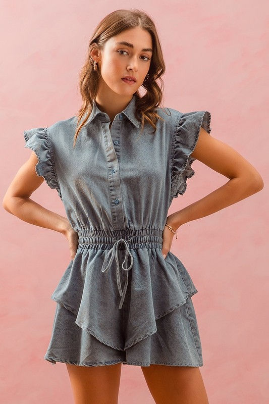 Thumbnail: Denim Ruffle Romper