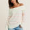Thumbnail: Ivory & Pink Stripe Off Shoulder Sweater