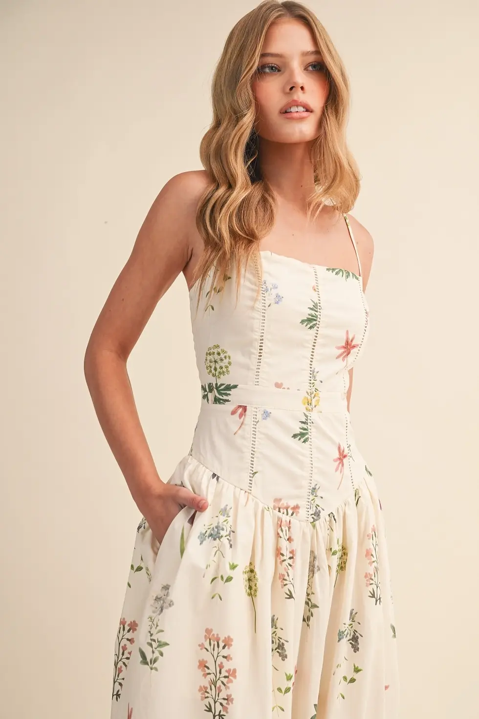 Thumbnail: Ivory Floral Print Maxi Dress