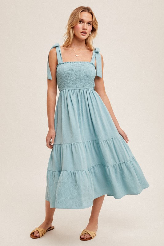 Sky Blue Ruffle Tier Maxi Dress