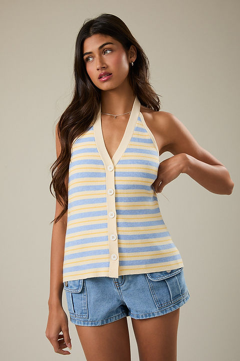 Yellow & Blue Stripe Tank Top | Leo's Girl