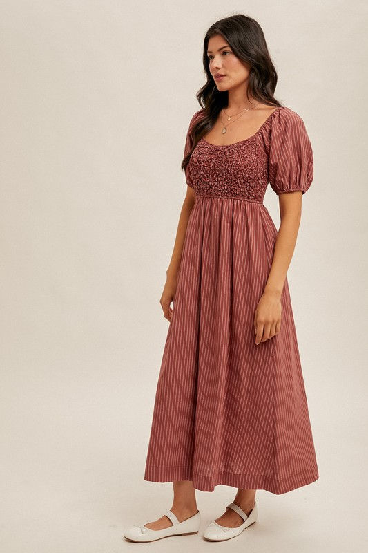 Thumbnail: Rust Smocked Midi Dress