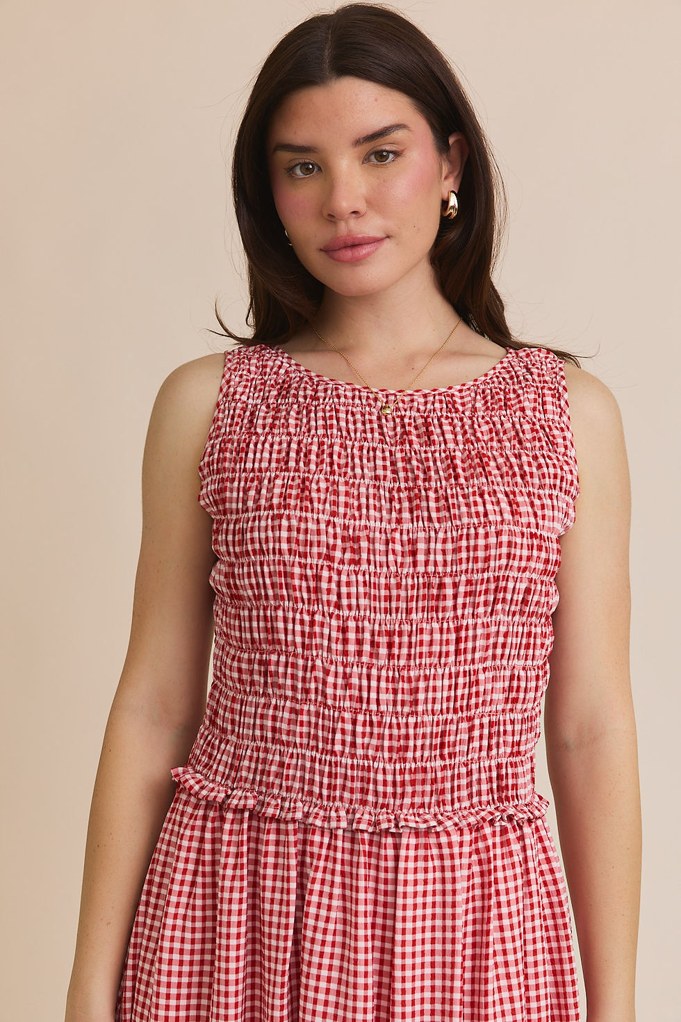 Thumbnail: Red Gingham Bubble Hem Dress