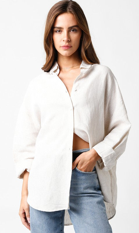 Khaki Stripe Linen Shirt