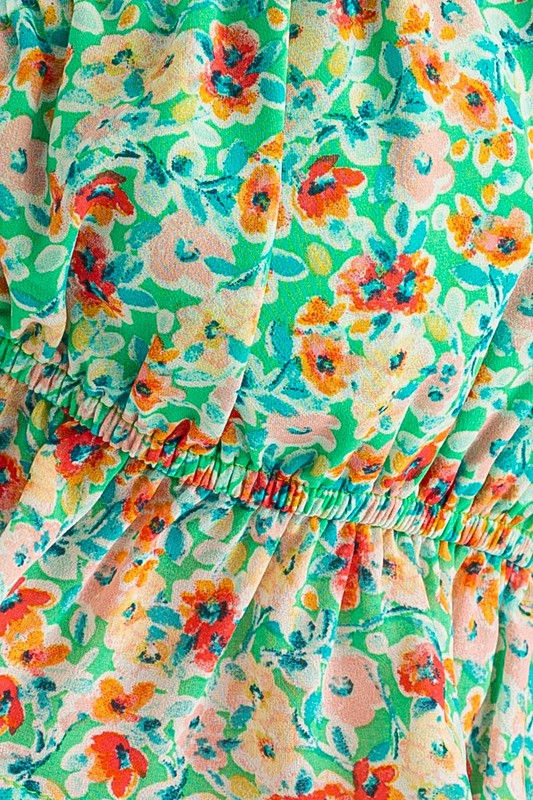 Thumbnail: Green Floral Mini Skirt