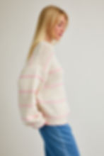 Thumbnail: Cream and Pink Stripe Knit Sweater