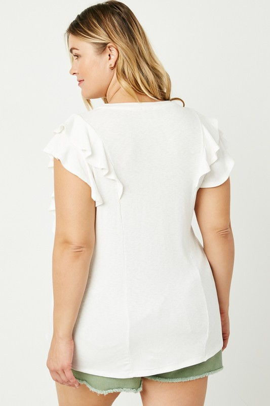 Thumbnail: Ivory Ruffle Shoulder Top