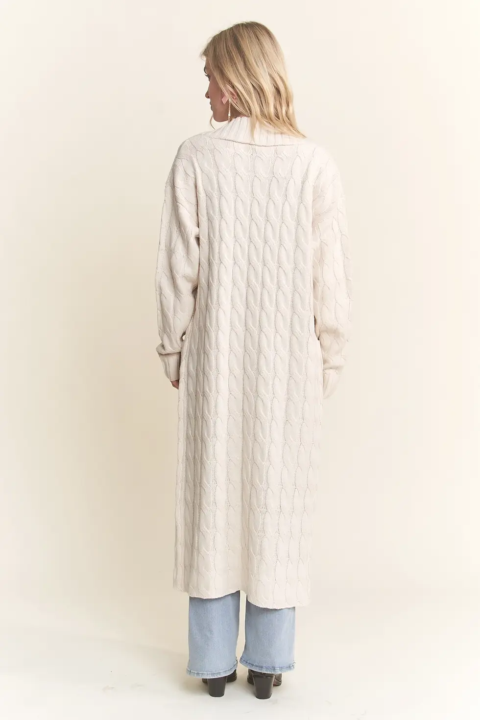 Thumbnail: Ivory Cable Knit Maxi Cardigan