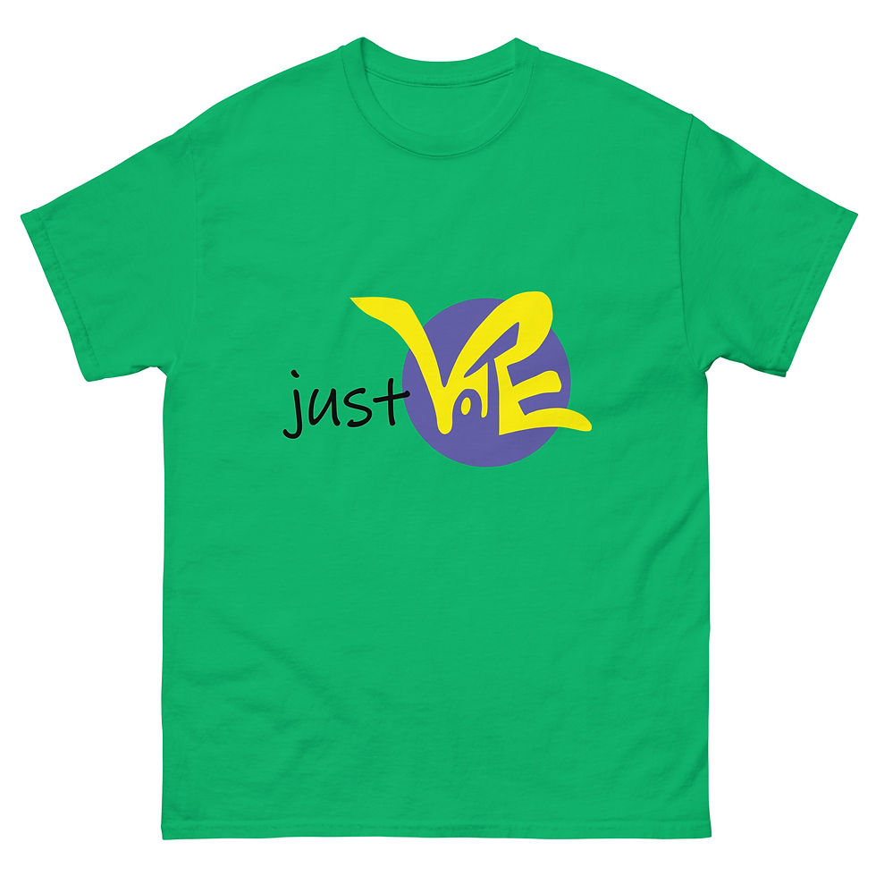Thumbnail: "Just Vote" Yellow on Purple Logo Unisex classic tee