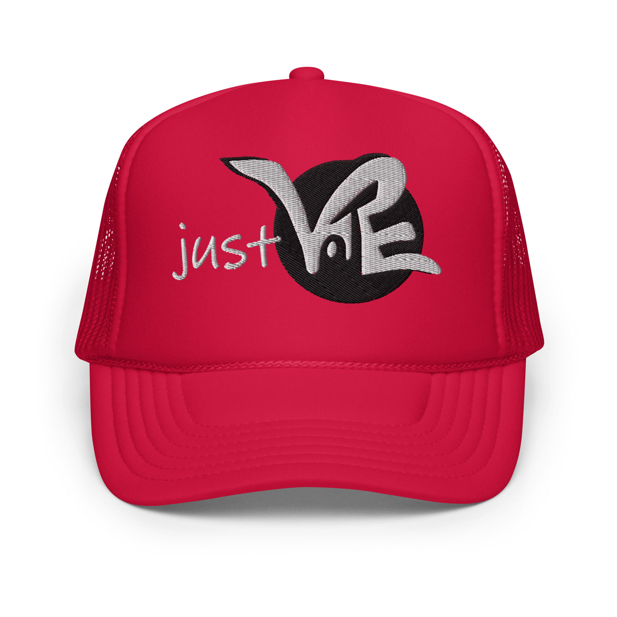 "Just Vote" Embroidered Red Foam trucker hat