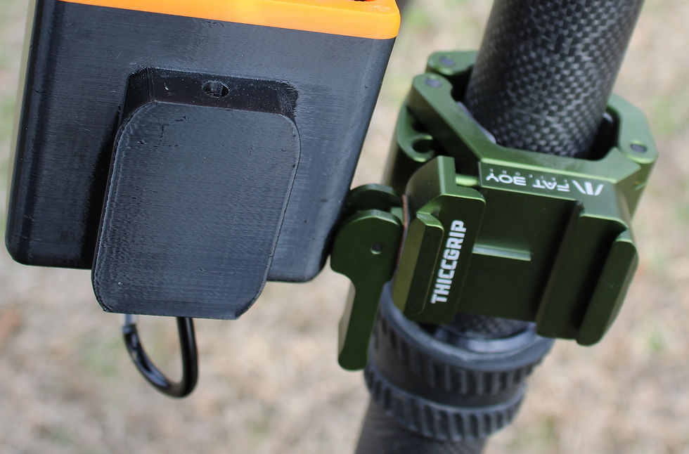 Thumbnail: FoxPro TX433XL E-caller remote holder showing Arca Swiss Adapter compatible with Fatboy thick grip mount