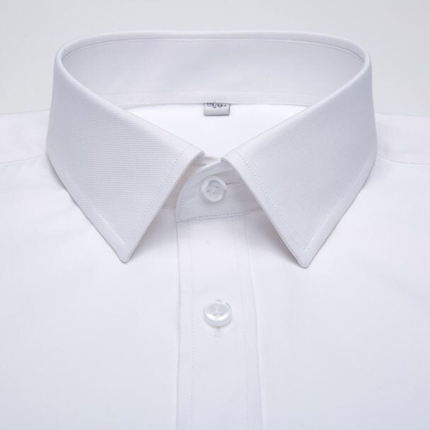 Thumbnail: Men's Long Sleeve Standard-fit Solid Basic Dress Shirt Patch Single Pocket