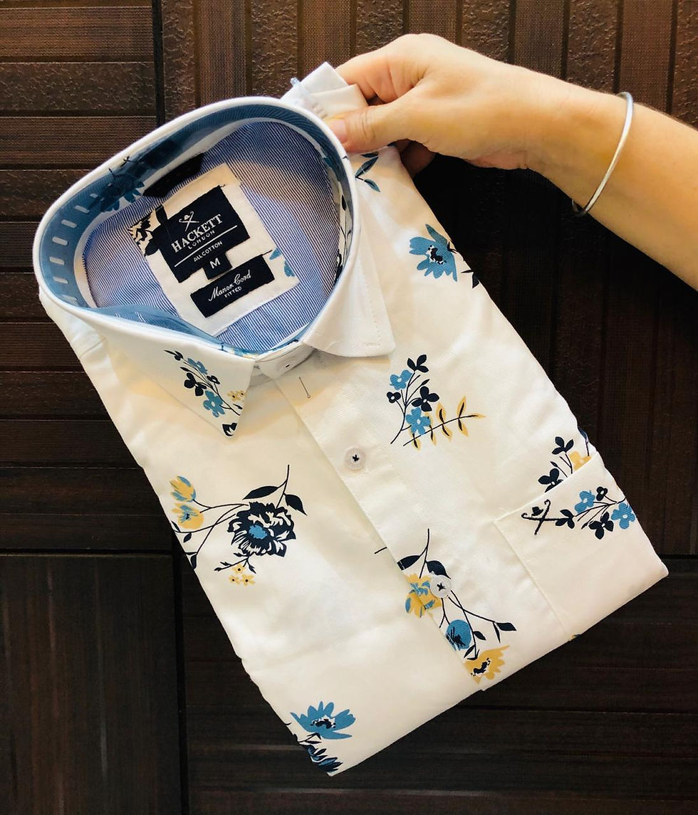 All Cotton - Blue Flowered Stem - Manor Cord fitted