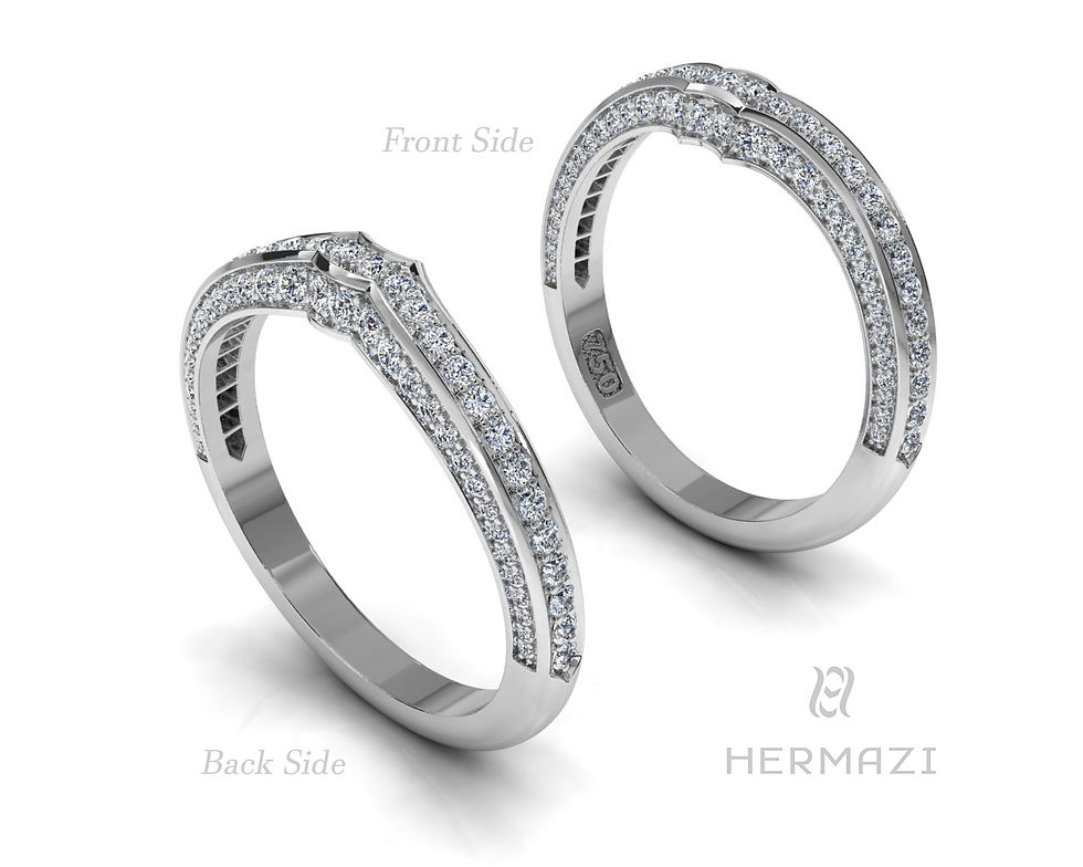Thumbnail: Hermazi® Triple Row Diamond Contour Wedding Band