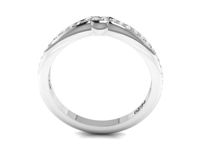 Thumbnail: Hermazi® Single Row Diamond Contour Wedding Band