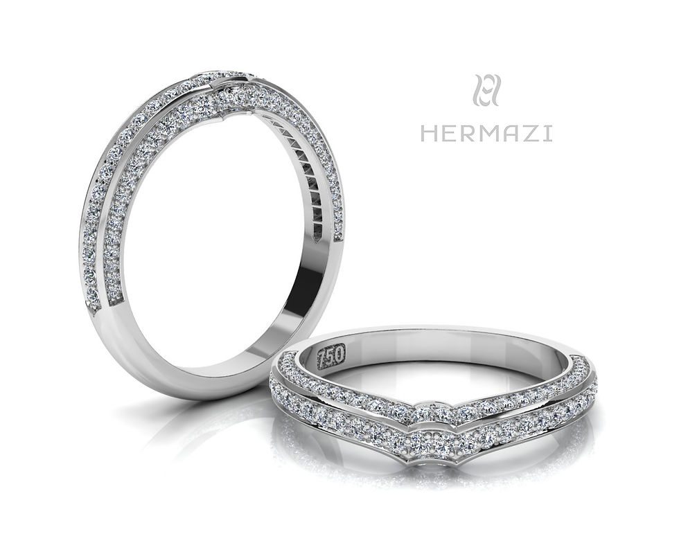 Thumbnail: Hermazi® Triple Row Diamond Contour Wedding Band