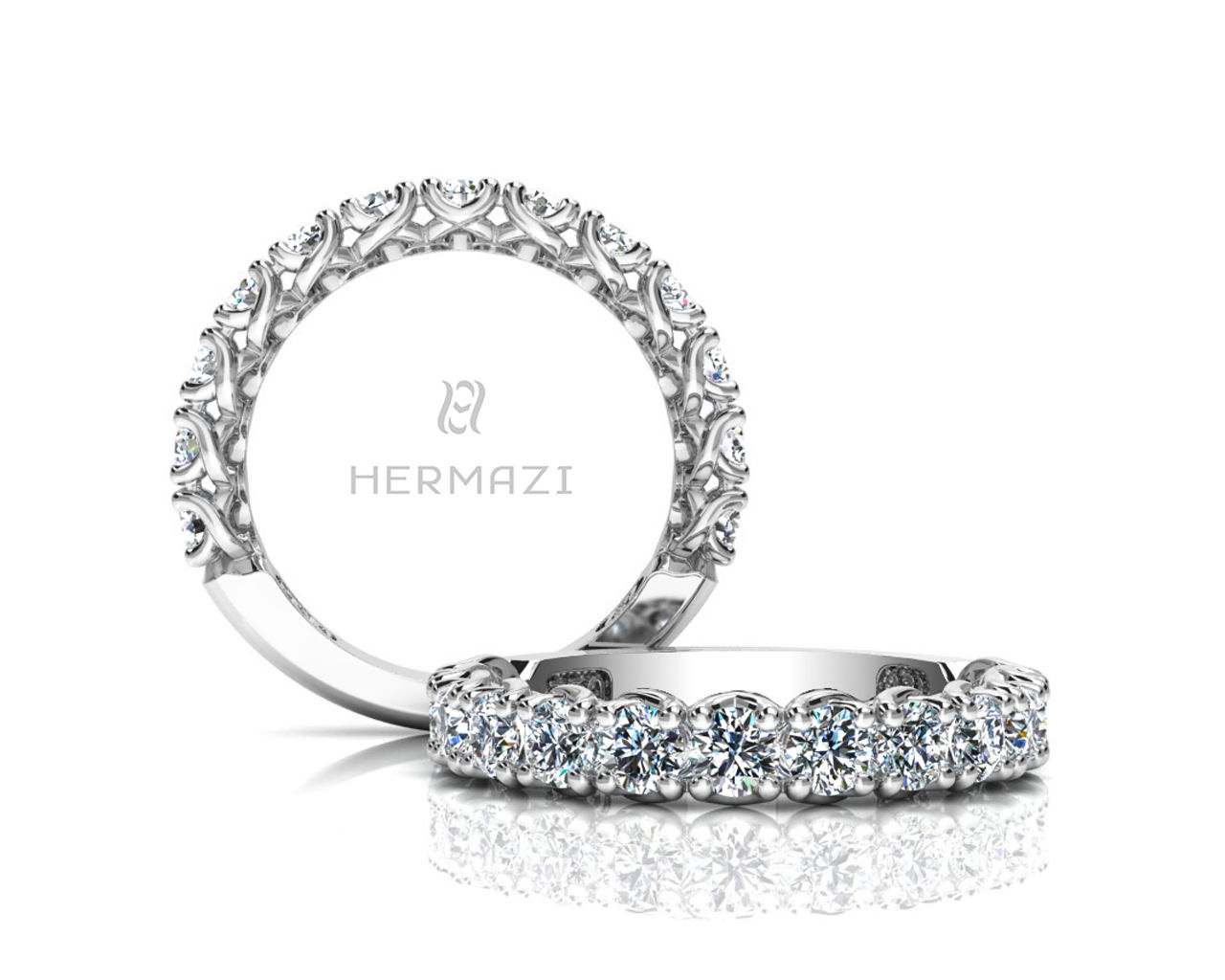 Hermazi® 'Embrace' Three-Quarter Way Diamond Band