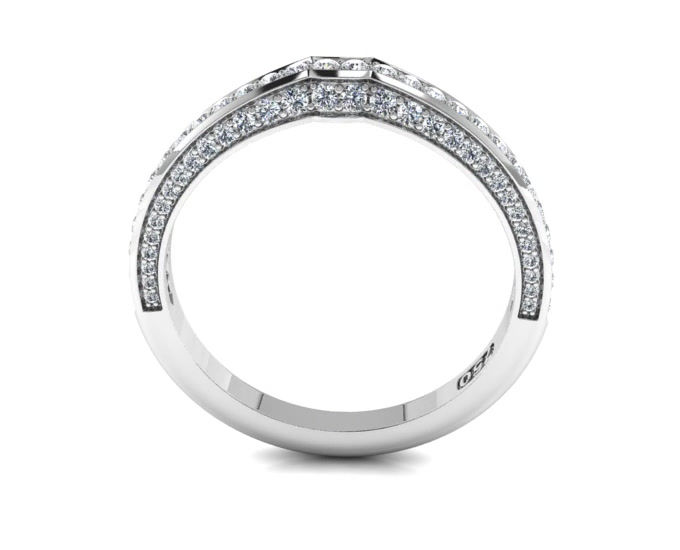 Thumbnail: Hermazi® Double Row Diamond Contour Wedding Band