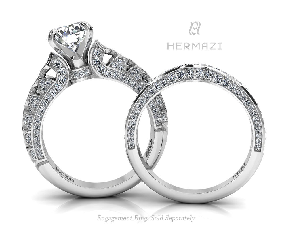 Thumbnail: Hermazi® Double Row Diamond Contour Wedding Band
