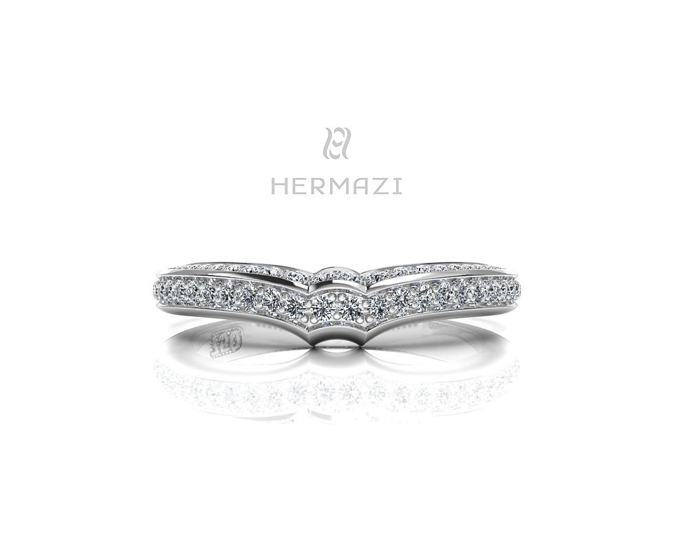 Thumbnail: Hermazi® Double Row Diamond Contour Wedding Band