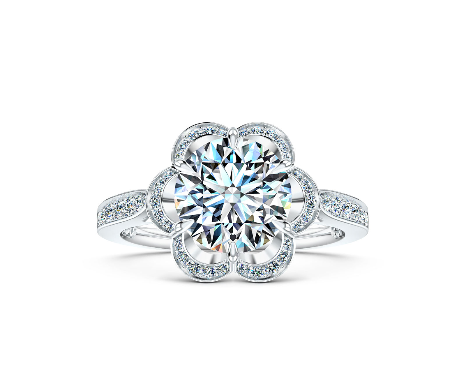 Hibiscus Halo Engagement Ring
