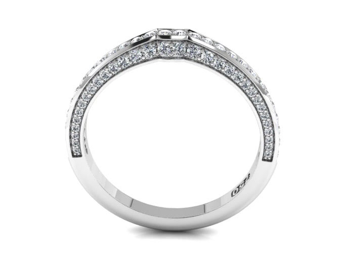 Thumbnail: Hermazi® Triple Row Diamond Contour Wedding Band