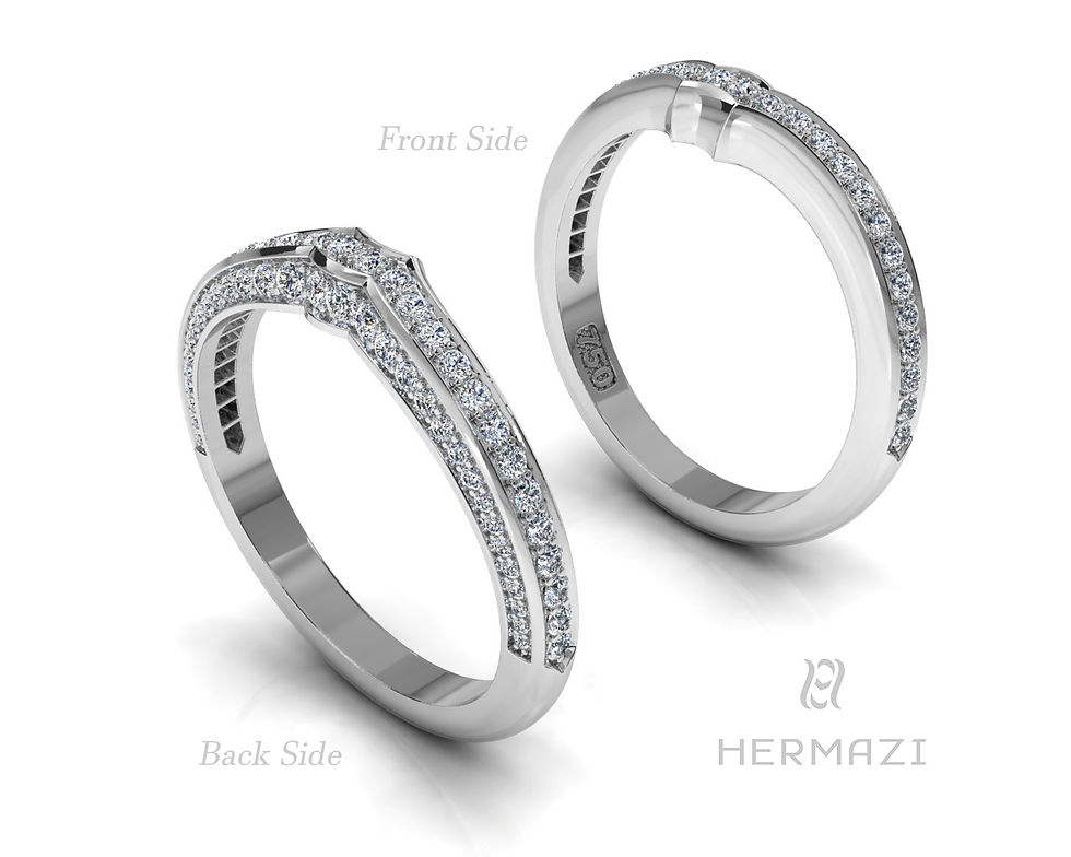 Thumbnail: Hermazi® Double Row Diamond Contour Wedding Band