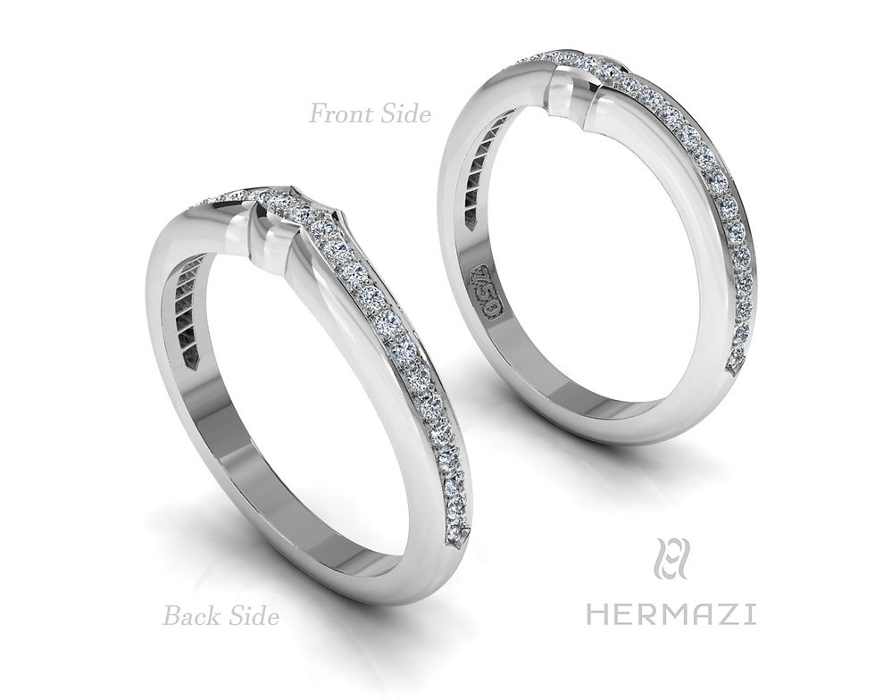 Thumbnail: Hermazi® Single Row Diamond Contour Wedding Band