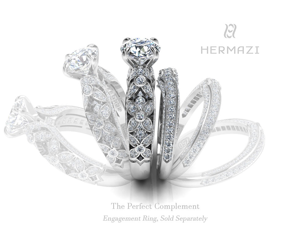 Thumbnail: Hermazi® Triple Row Diamond Contour Wedding Band