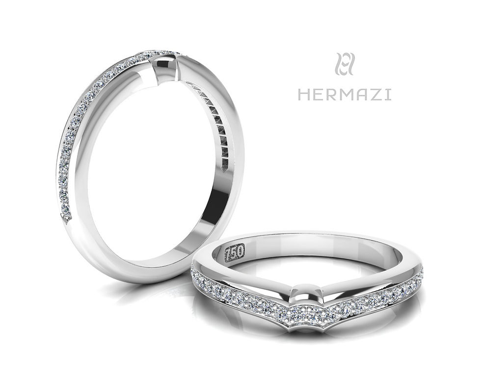 Thumbnail: Hermazi® Single Row Diamond Contour Wedding Band