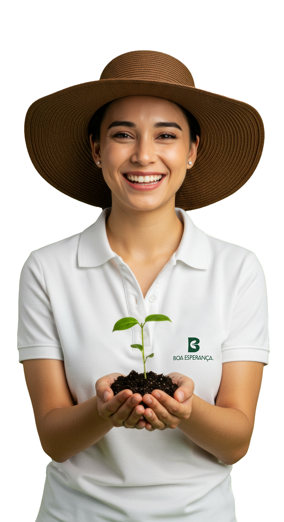 Mulher com planta nas mãos