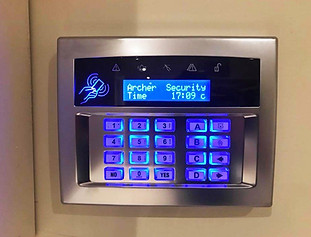 Security panel with blue backlight
